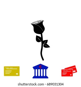 rose flat design best vector icon