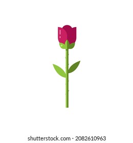 Rose in flat design. Flower on an isolated white background. Vector stock illustration
