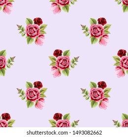 rose floral bouquet ornament seamless pattern