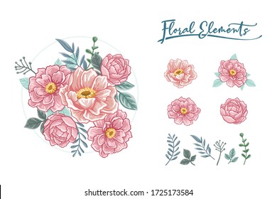 Rose floral decoration realistic  vector flower bouquet