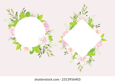 rose and floral leaves wedding invitation card design