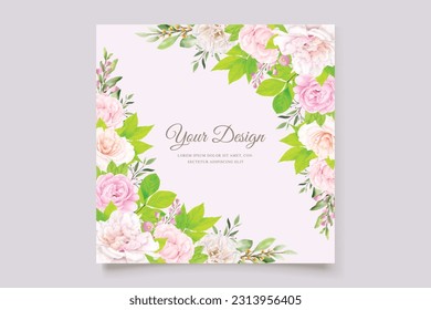 rose and floral leaves wedding invitation card design