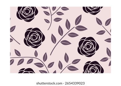 Rose floral Pattern with leaves on a light pink decorative design flower bloom