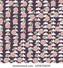 Rose floral seamless pattern design art work.