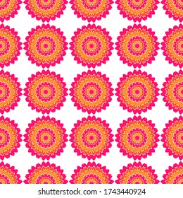Diseño gráfico vectorial de patrones sin fisuras de azulejos florales de rosa. Resumen de ilustraciones de flores de jardín. Esténcil floreciente. Hermosa estampada de moda de tela de verano. Rústico patrón sin costuras.