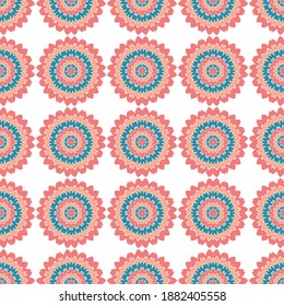 Rose florale Fliesen nahtlose Muster Vektorgrafik-Design. Abstrakte Gartenblumengrafik. Blühender Kachelschablone. Moderner Kleidermodedruck im Sommer. Rustikales, nahtloses Muster.