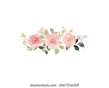 Rose Floral watercolor wedding invitation Card template