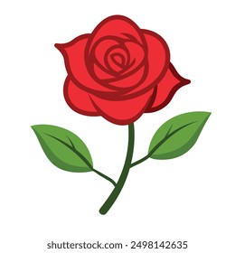 rose flower , 2d vector art , white background