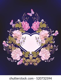 Rose flower background. Good for greeting card for birthday, invitation or banner. 