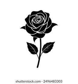 Vector negro de la silueta de la flor de Rose, ideal para los diseños florales elegantes y la decoración romántica de la boda.