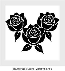 Rose flower black silhouette vector