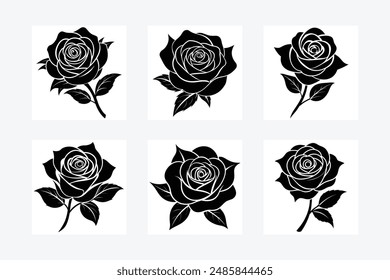 
Rose flower black and white silhouette 