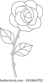 Rose flower black and white vector line art illustration