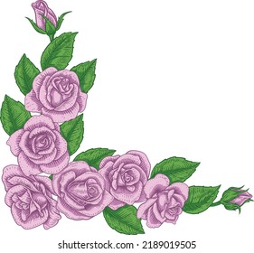 Rose Flower Border Woodcut Vintage Corner Stock Vector (Royalty Free ...