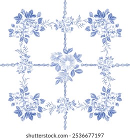 Rose Blume botanische Muster Stoff textilen Illustration