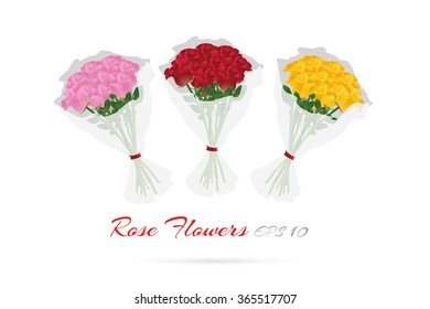 Rose Flower Bouquets Valentines day vector eps10