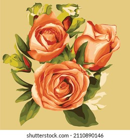 Rosenblütenbunch auf Hintergrund, Vektorgrafik