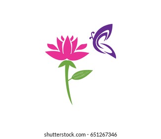Rose Flower With Butterfly Logo