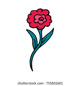 Rose Flower Cartoon Hand Drawn Icon Stock Vector (Royalty Free ...