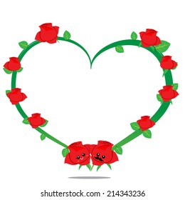 Rose flower cartoon, happy flower vector illustration