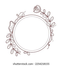 rose flower in circular frame icon