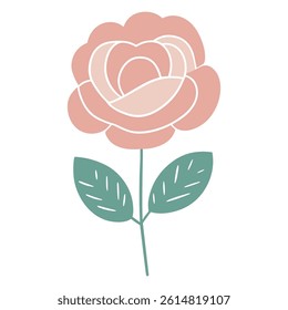Rose Flower Clipart - Hand Drawn Pink Rose Illustration - Botanical Design for Sublimation, Stickers and Wall Art