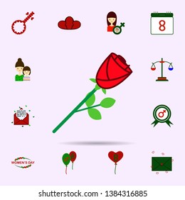 Rose, flower color icon. Universal set of 8 march for website design and development, app development