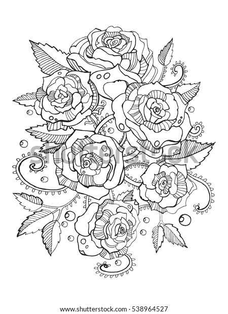 Download Rose Flower Coloring Book Adults Vector Stock Vector Royalty Free 538964527