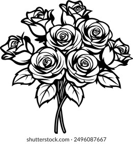 Rose flower coloring book pages for children and adults