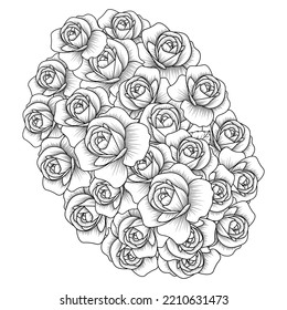 rose flower coloring page dot line art with doodle style adult coloring book illustration.
zen doodle pencil art of rose flower illustration of coloring book.
