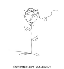 Rose flower in continuous line art drawing style