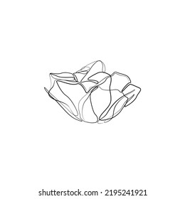 Dibujo continuo de flores de rosa, tatuaje, impresión para diseño de ropa y logo, silueta decorativa de flores línea única sobre fondo blanco, ilustración vectorial aislada.