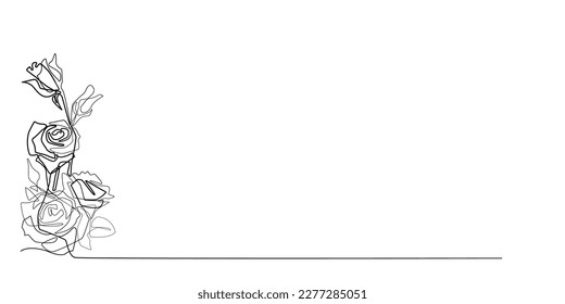 línea continua de flor rosa.rosa dibujo de una línea.vector de flor rosa línea única