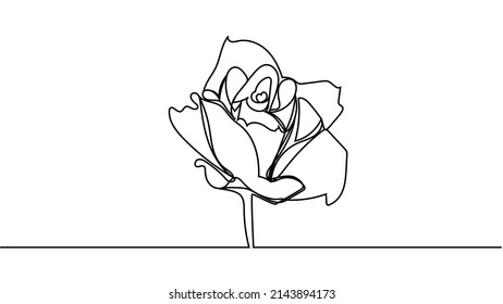 flor de rosa. Dibujo continuo de una línea de diseño minimalista de flor rosa