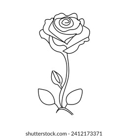 Ilustración vectorial del contorno de una línea de la flor rosa