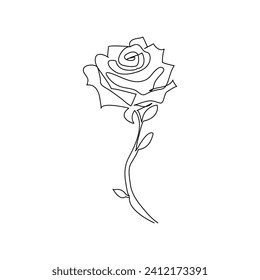 Rose flower continuous one line drawing  outline vector illustration