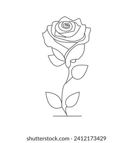 Rose flower continuous one line drawing  outline vector illustration