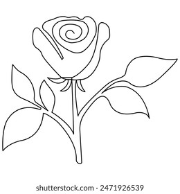 Rose flower continuous one line drawing  outline vector illustration

