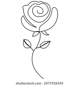 Rose flower continuous one line drawing  outline vector illustration

