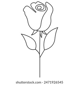 Flor de rosa continua de una línea de dibujo contorno Ilustración vectorial

