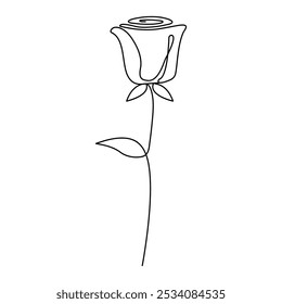 Flor de rosa continua una línea de dibujo de contorno rosa Ilustración vectorial simple