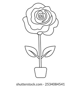 Rose flower continuous one line drawing of outline rose simple vector  illustration