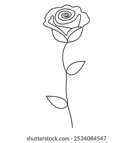 Rose flower continuous one line drawing of outline rose simple vector  illustration