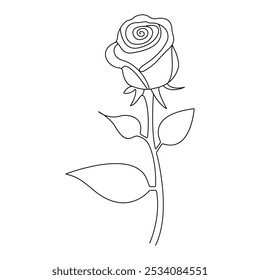 Flor de rosa continua una línea de dibujo de contorno rosa Ilustración vectorial simple