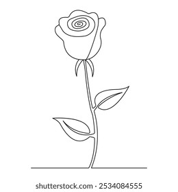 Rose flower continuous one line drawing of outline rose simple vector  illustration