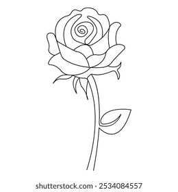 Rose flower continuous one line drawing of outline rose simple vector  illustration