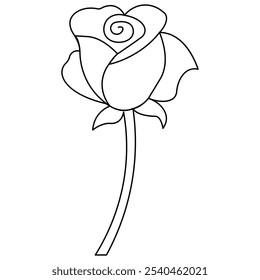 Rose flower continuous one line drawing  outline vector illustration minimalist design valentines day icon 
