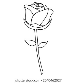 Rose Blume kontinuierliche eine Linie Zeichnung Umriss Vektorgrafik minimalistisches Design Valentinen Tag Symbol 