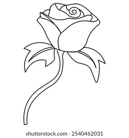 Rose flower continuous one line drawing  outline vector illustration minimalist design valentines day icon 