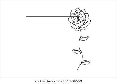 Rosenblume durchgehende einzeilige Zeichnung mit Valentinstag Vektordesign